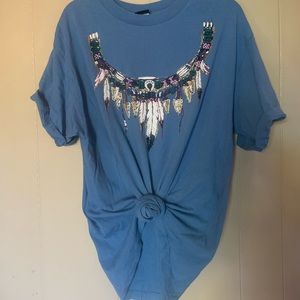 (Vintage) Boho, glitter, oversized tribal tee, XL